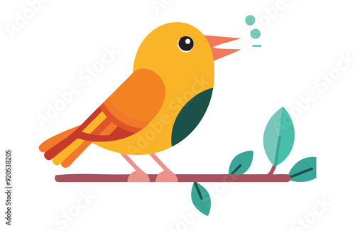 Flat Oriole bird stay vector kawaii on white background