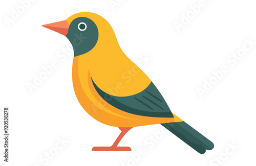 Flat Oriole bird stay vector kawaii on white background