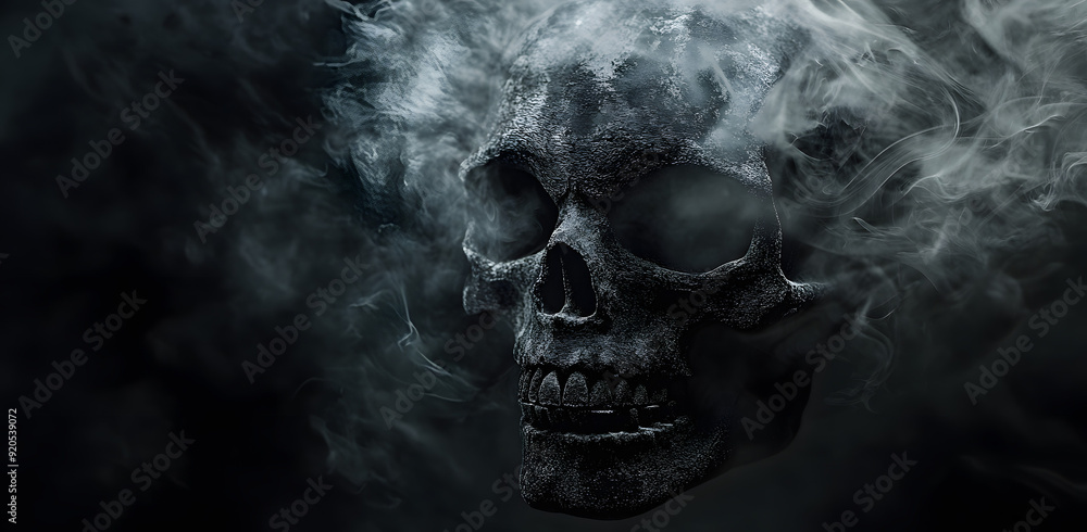 Skull Made of Smoke on Dark Background Realism Photograph Skull Made of Smoke on Dark Background Realism Photograph