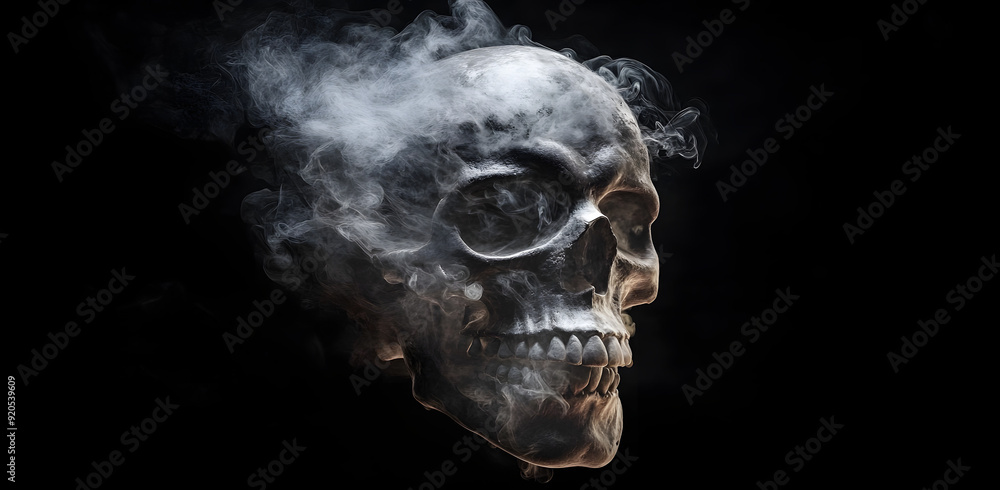 Skull Made of Smoke on Dark Background Realism Photograph Skull Made of Smoke on Dark Background Realism Photograph