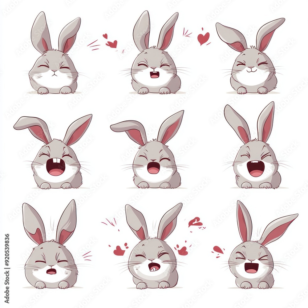 Nine cartoon bunnies with different expressions. They are cute and funny. They are perfect for Easter or any time you need a smile. Nine cartoon bunnies with different expressions. They are cute and funny. They are perfect for Easter or any time you need a smile.