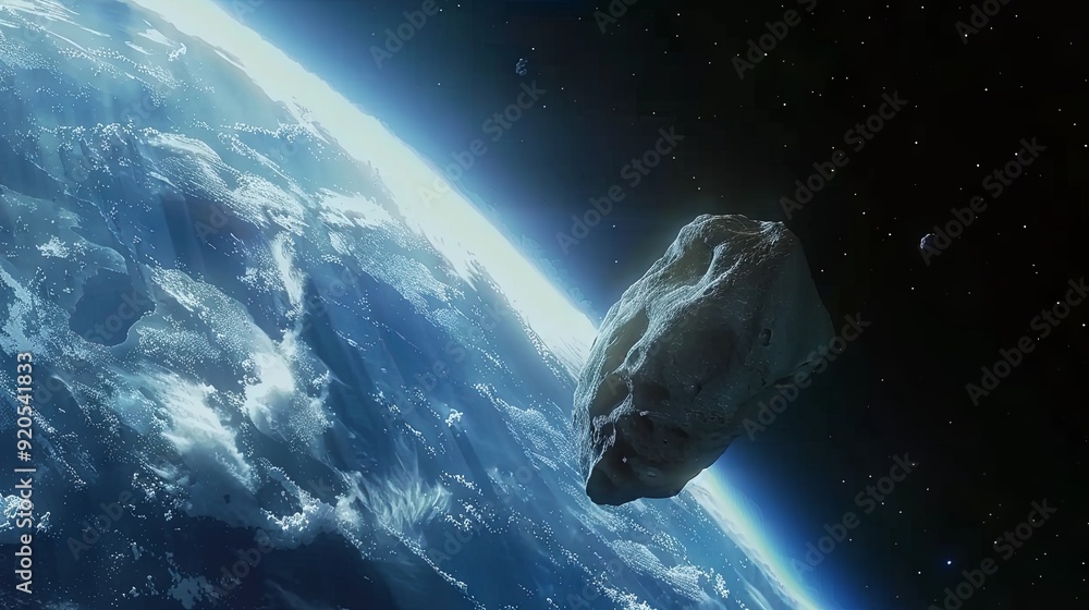 Obraz premium A large asteroid is approaching Earth's orbit