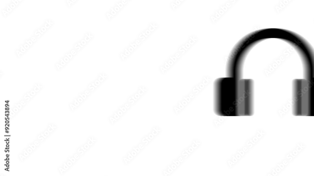 Animation set, headphones symbol. Animations: transparency, zooms, transition top to down, transition left to right, slide up to down, slide left to right