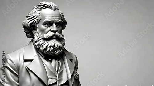 An illustratioof German philosopher Karl Marx with blank canvas and space for quotes writing 
 photo