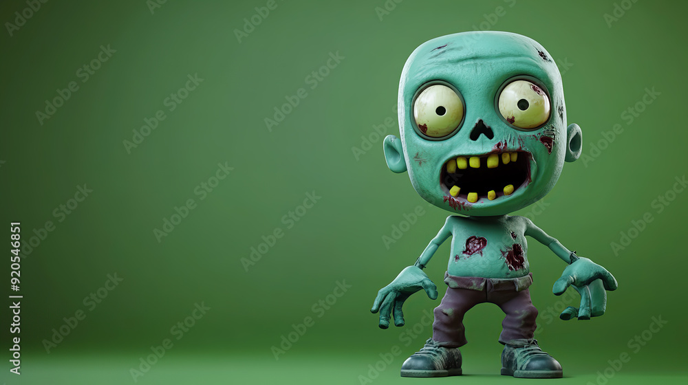 A zombie character on a green background A zombie character on a green background