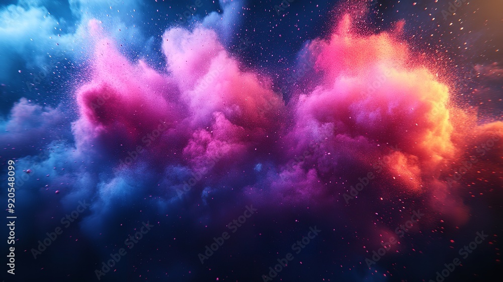 Abstract art colored powder on black background. Holy Abstract art colored powder on black background. Holy