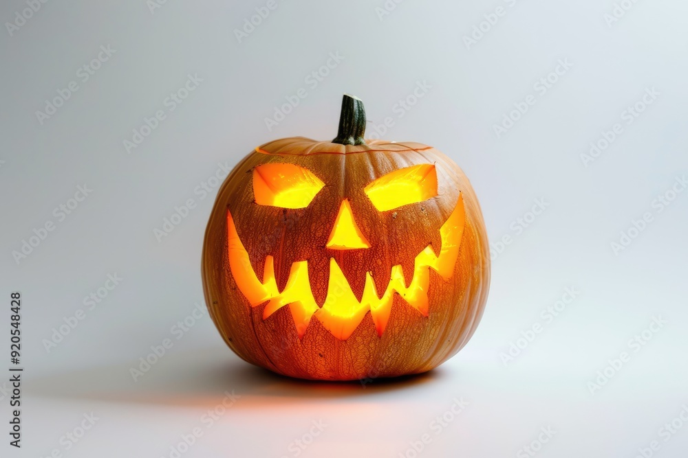 Yellow glowing pumpkin on white background Yellow glowing pumpkin on white background