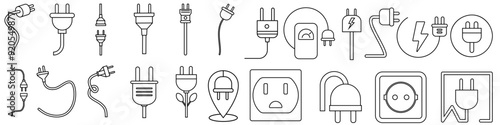 Electricity plug icon vector set. Charger illustration sign collection. Electricity symbol or logo.