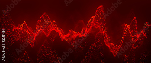 Futuristic particle wave. Abstract technology background. Big data visualization. Equalizer wave. 3D rendering.