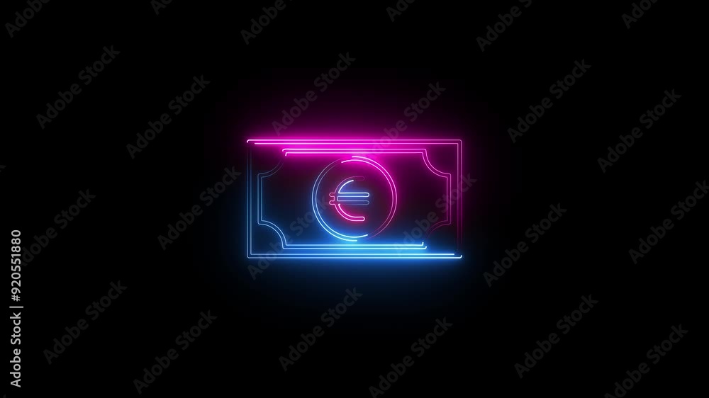 euro money icon with a glowing neon effect euro money icon with a glowing neon effect