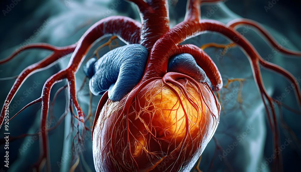 AI-generated illustration of the human cardiovascular system, showing ...