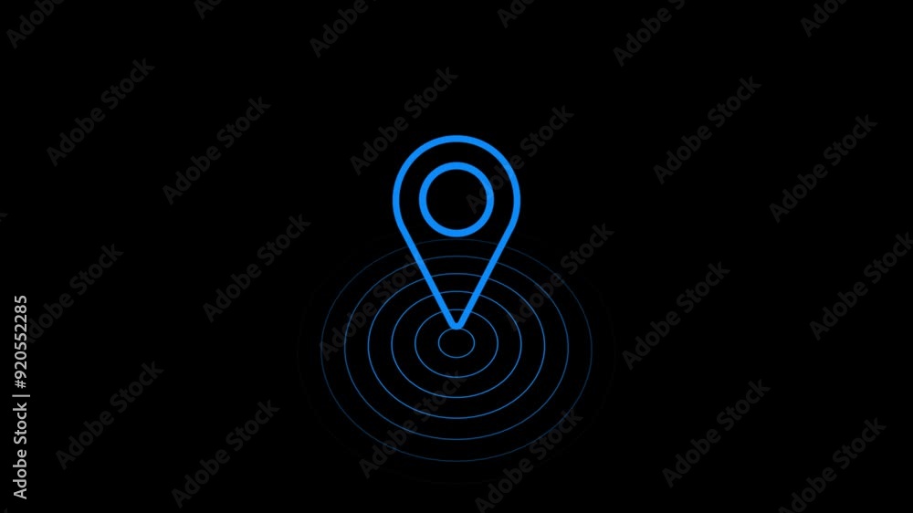 GPS location pointer animated with radio wave GPS location pointer animated with radio wave