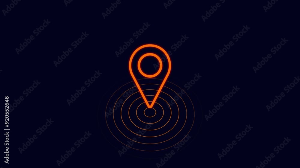 GPS location pointer animated with radio wave GPS location pointer animated with radio wave
