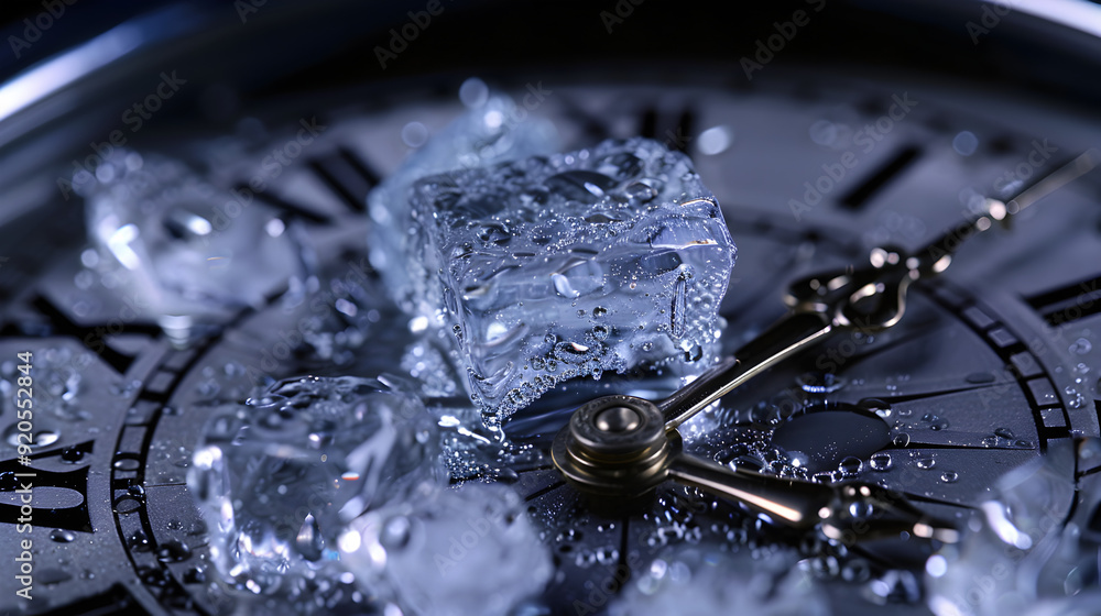 A creative clock design featuring ice cubes, symbolizing the passage of time in a refreshing and innovative manner