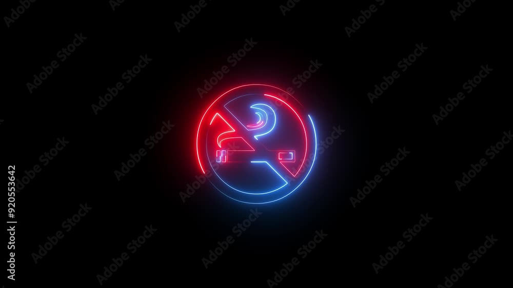 neon No smoking icon animation neon No smoking icon animation