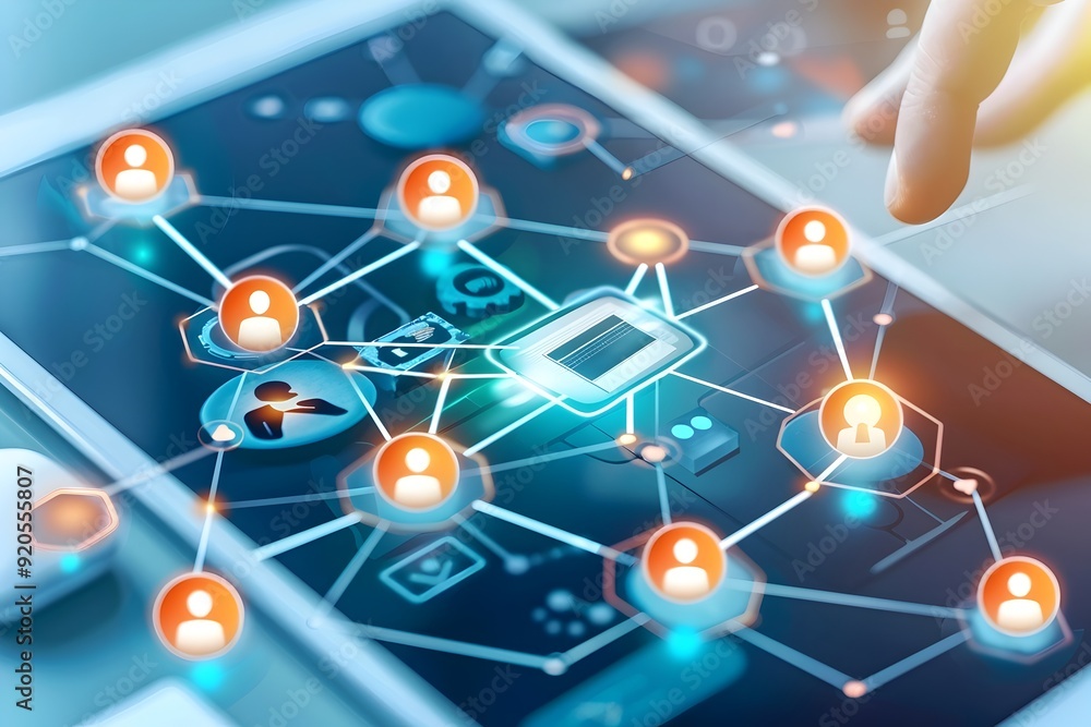 Social Network Connection on Digital Tablet. Social Network Connection on Digital Tablet.