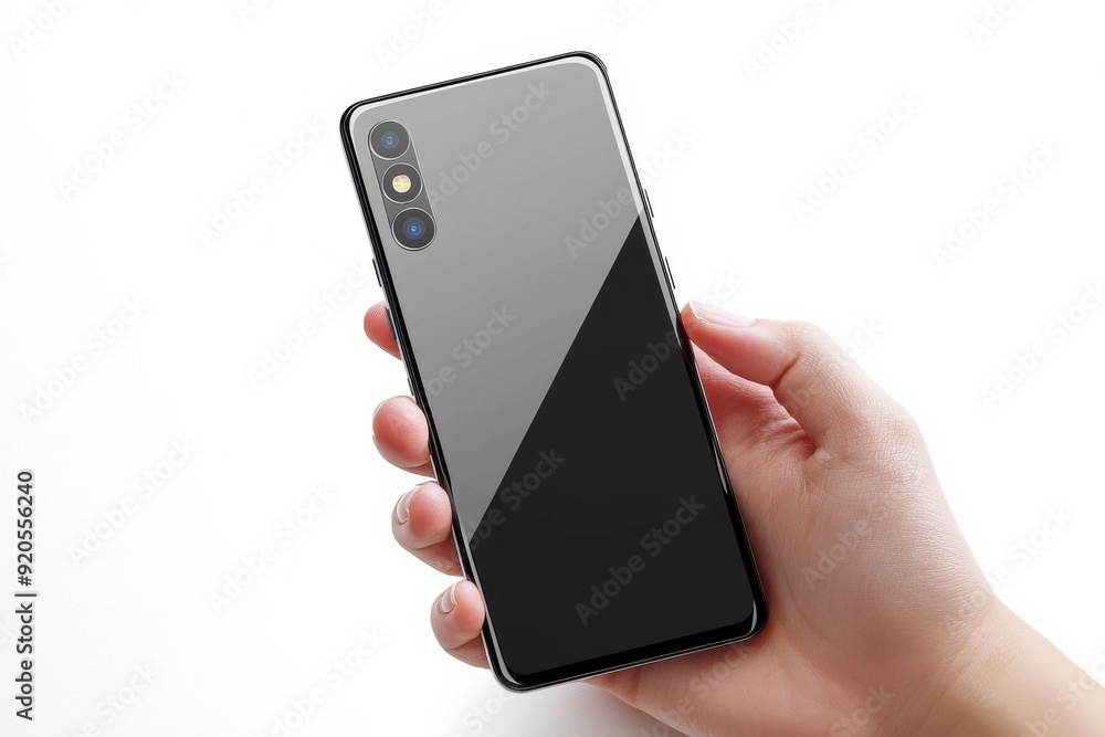 Blank Smartphone Mockup on Hand created with Generative AI Blank Smartphone Mockup on Hand created with Generative AI