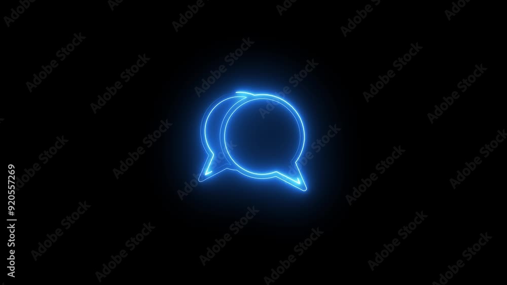 Glowing neon light massage icon animation Glowing neon light massage icon animation