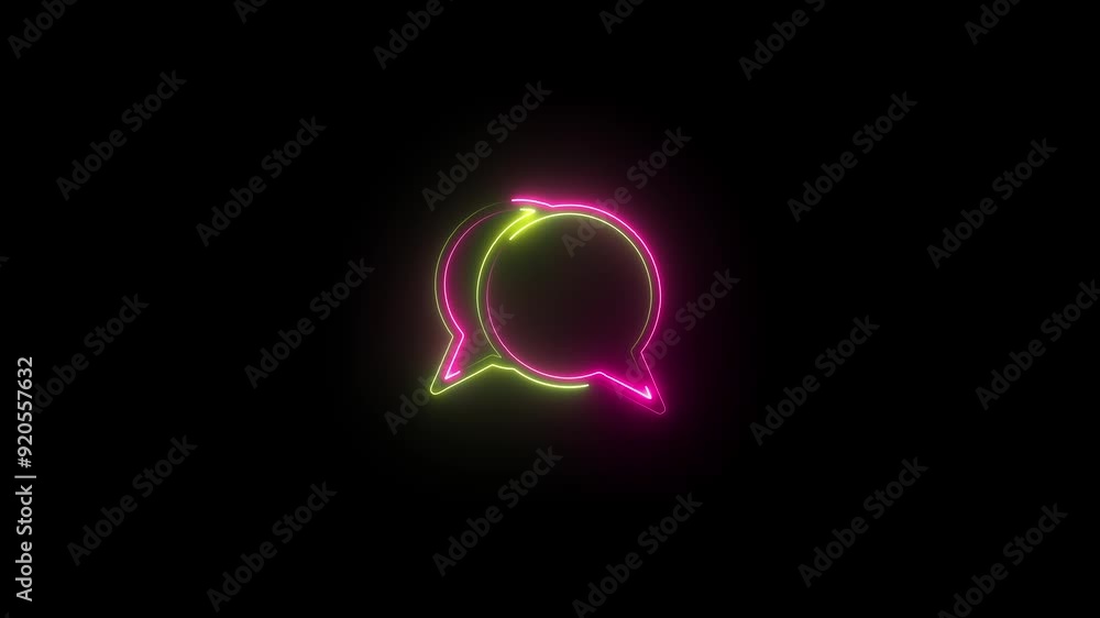Glowing neon light massage icon animation Glowing neon light massage icon animation