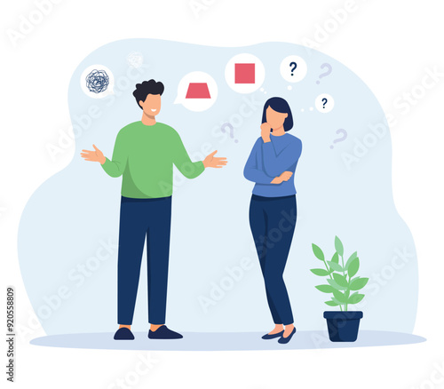 Miscommunication concept illustration. Bad communication, misunderstanding create confusion in work. Miscommunicate unclear message and information concept. Vector illustration.