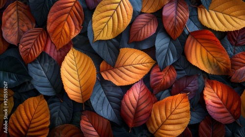 Wallpaper Mural Colorful autumn leaves in various shades covering the ground in a forest during early morning light Torontodigital.ca