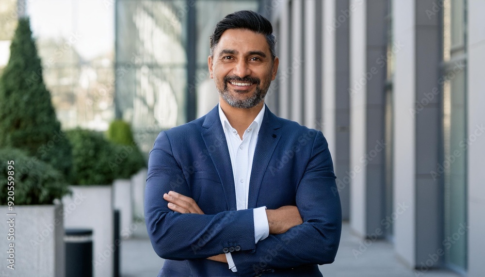 Happy middle aged business man entrepreneur looking at camera outdoors. Smiling confident man Happy middle aged business man entrepreneur looking at camera outdoors. Smiling confident man