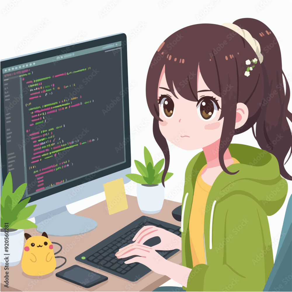 A woman sits at a desk, typing on a laptop while working on an assignment, a woman working on an assignment in front of a laptop A woman sits at a desk, typing on a laptop while working on an assignment, a woman working on an assignment in front of a laptop