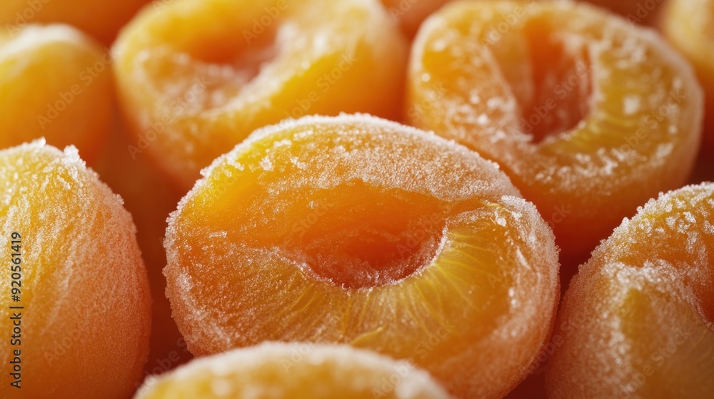 Closeup of Frozen Apricots Closeup of Frozen Apricots