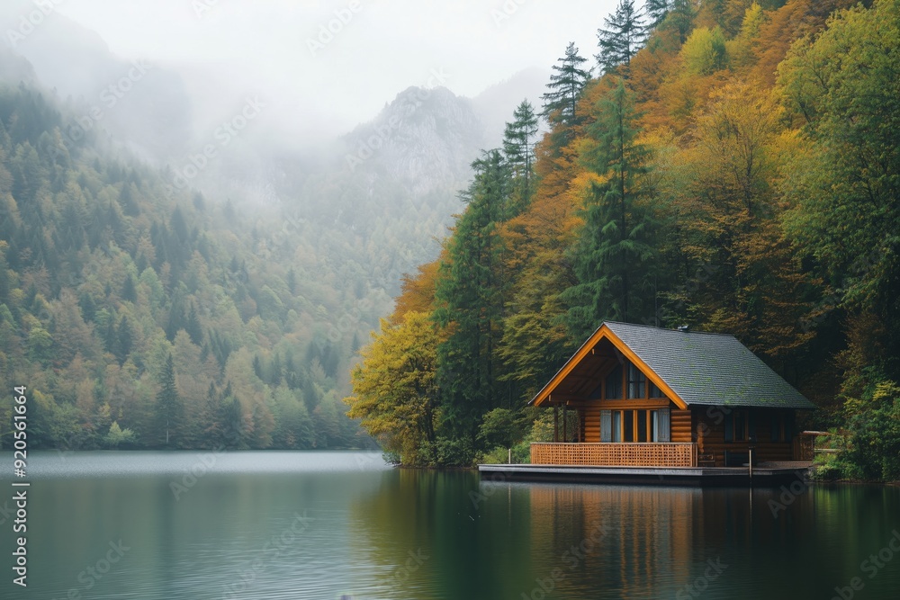 A cabin is on a lake surrounded by trees. The cabin is wooden and has a porch. The lake is calm and peaceful. A cabin is on a lake surrounded by trees. The cabin is wooden and has a porch. The lake is calm and peaceful.