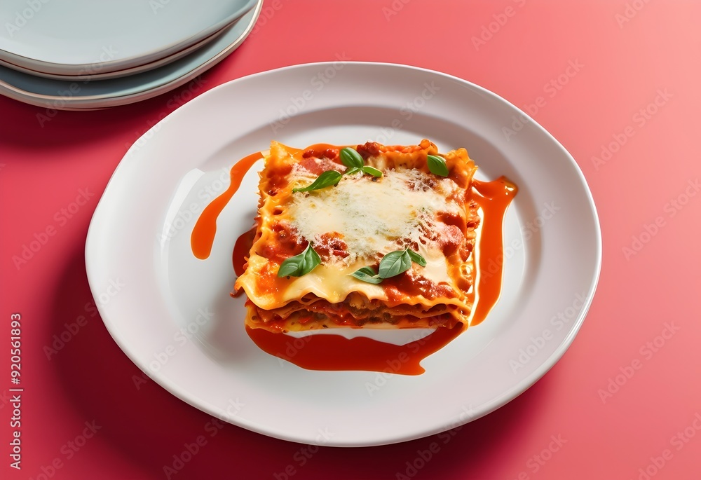 Gourmet Fine Dining Lasagna on Modern Minimalistic Background - Perfect for Restaurants, Cafes, and Social Gatherings Gourmet Fine Dining Lasagna on Modern Minimalistic Background - Perfect for Restaurants, Cafes, and Social Gatherings