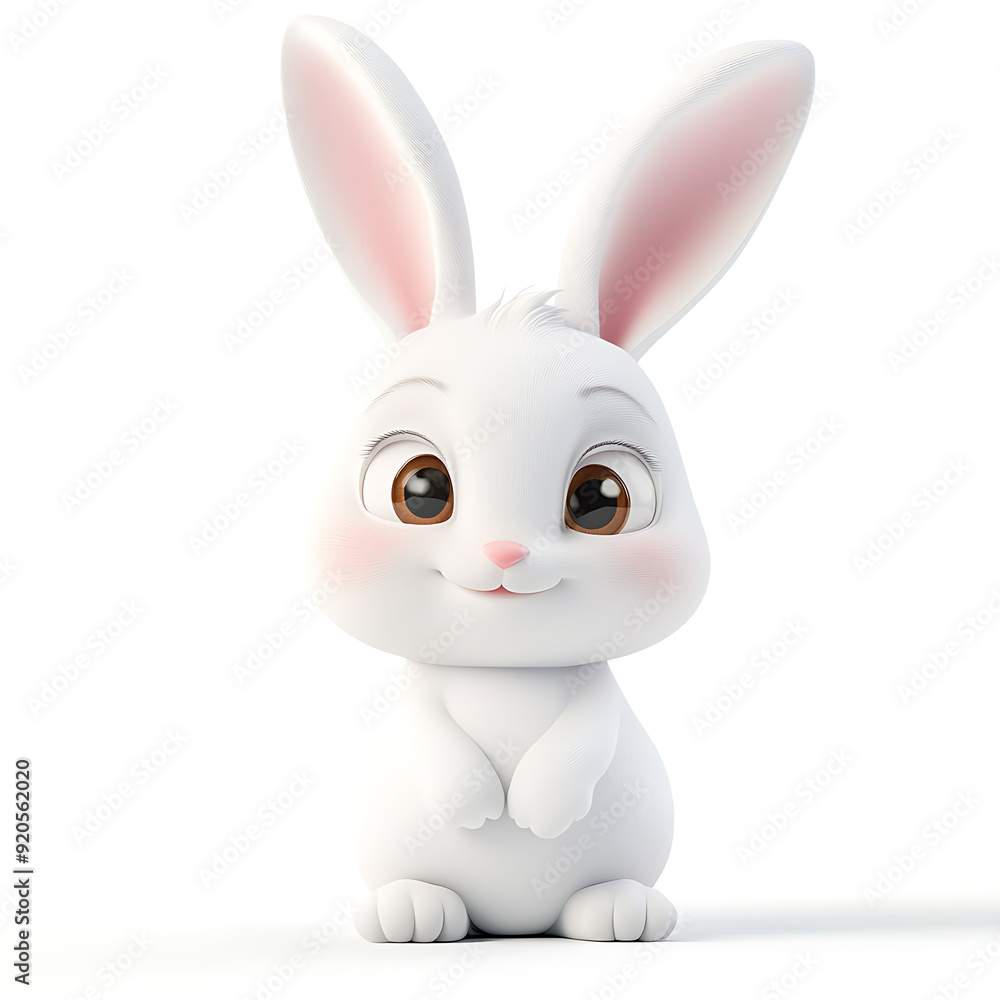 Fototapeta premium Super cute cartoons, white background, the sweetness and cuteness of 3D cartoon characters.