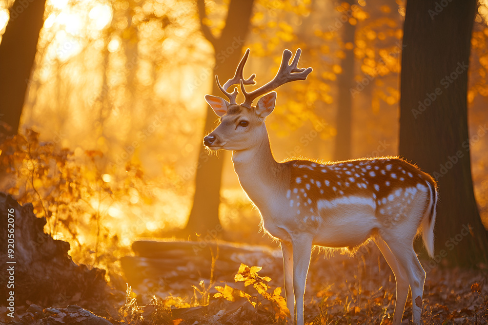 Deer frolicking among fallen leaves in a vibrant fall meadow capturing the essence of mammal amusement Autumn Joy. Deer frolicking among fallen leaves in a vibrant fall meadow capturing the essence of mammal amusement Autumn Joy.