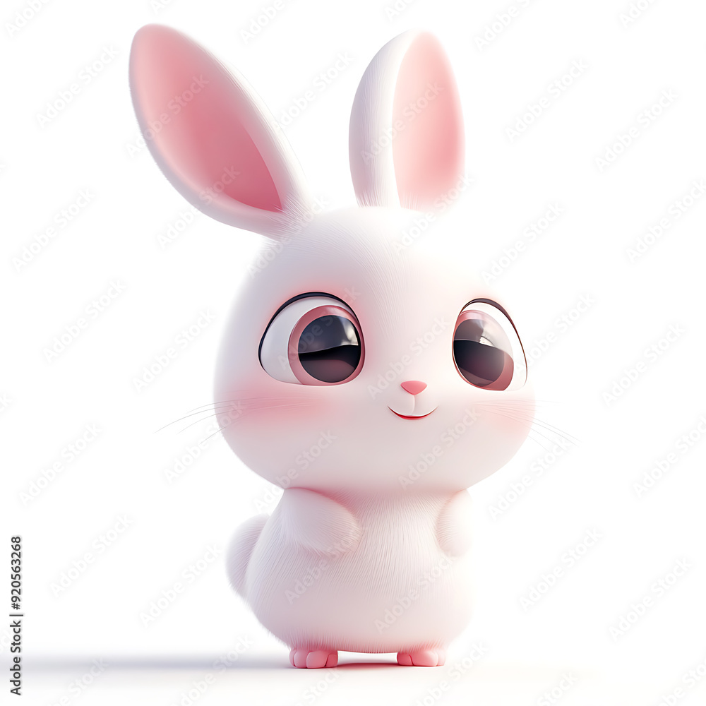 Obraz premium Super cute cartoons, white background, the sweetness and cuteness of 3D cartoon characters.