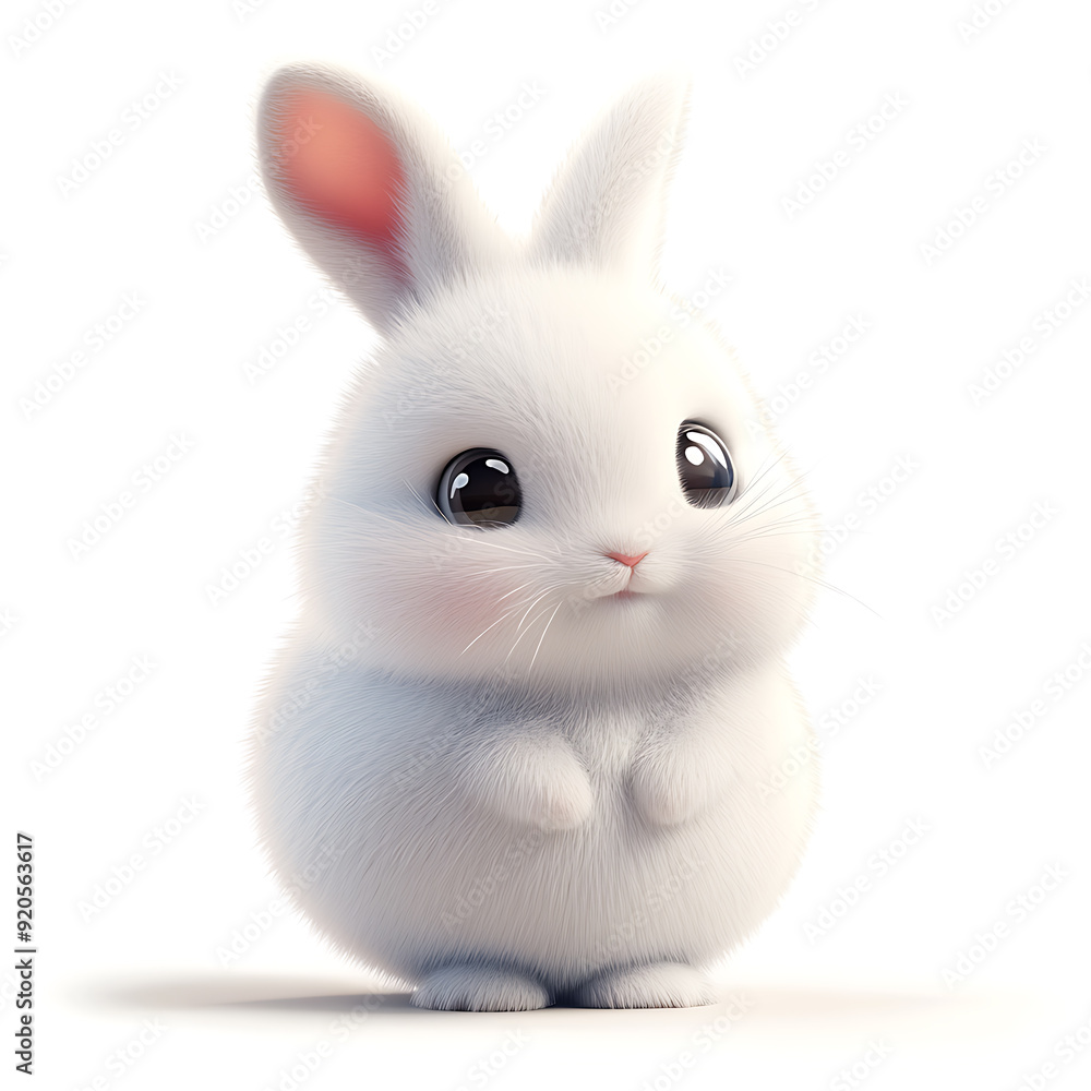Obraz premium Super cute cartoons, white background, the sweetness and cuteness of 3D cartoon characters.
