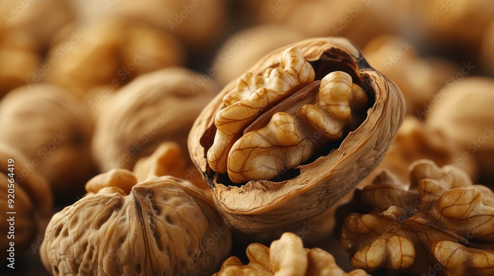 Fototapeta premium Cracked Walnut Close-up