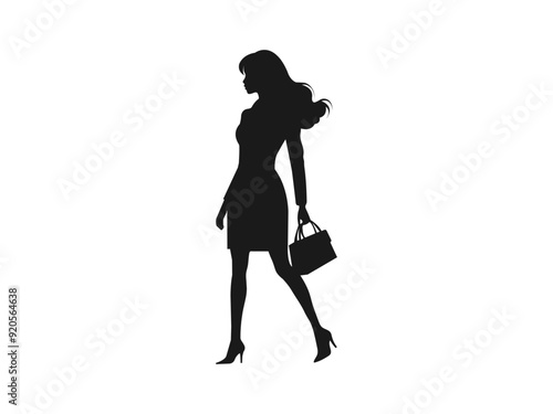 business woman silhouette. business woman carrying a briefcase silhouette. good use for symbols, logos, icons, mascots, signs, or any design you want.