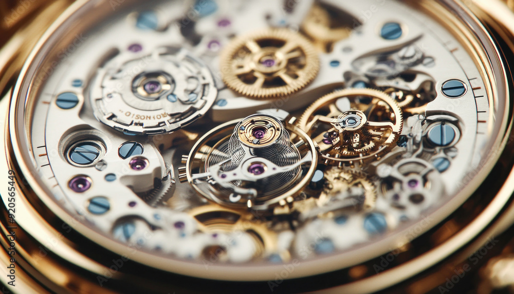 Luxury watch mechanism showing precise engineering and timekeeping Luxury watch mechanism showing precise engineering and timekeeping