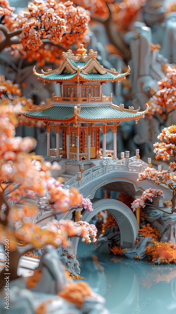 Obraz premium sculptures garden art architecture illustration poster background decorative painting