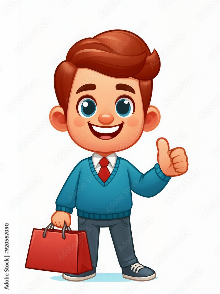 Cute cartoon buyer on white background. AI Cute cartoon buyer on white background. AI