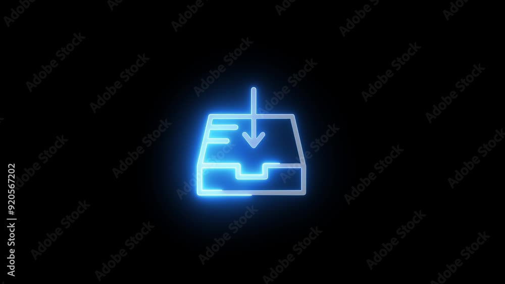 Mail download icon glowing neon Mail download icon glowing neon