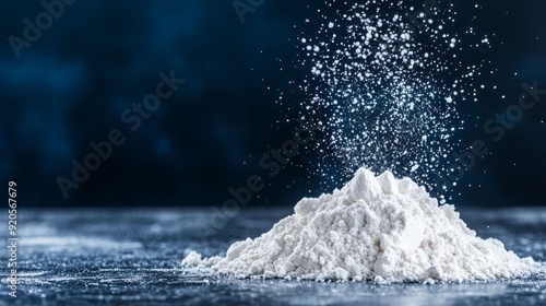 Wallpaper Mural Close-up of white powder being poured, illustrating texture and movement, perfect for culinary, baking, or scientific applications. Torontodigital.ca