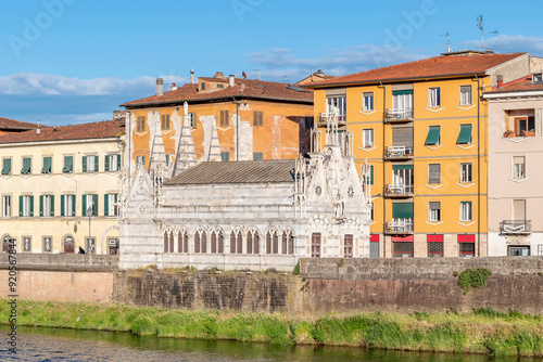 Santa Maria della Spina is a Pisan Gothic style church located in Pisa, Italy, on the bank of the Arno River photo