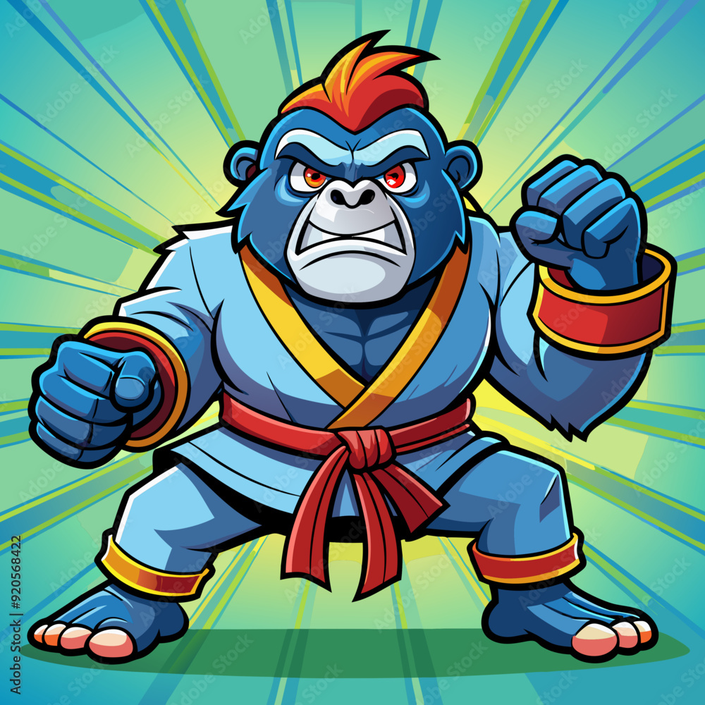 gorilla monkey cartoon karate character mascot in kimono gorilla monkey cartoon karate character mascot in kimono