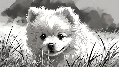 little dog on the grass