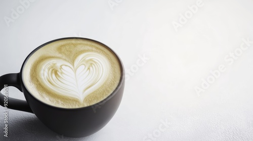 Latte Art Heart Coffee Cup Minimalist Background