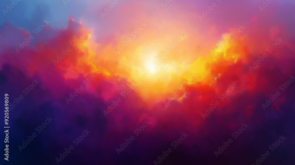 Abstract background with sun and colorful clouds 