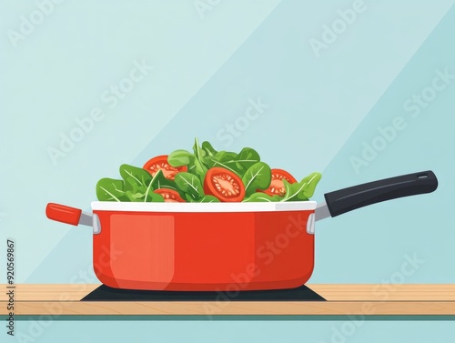 Healthy Cooking Campaign Promoting Nutritious and Delicious Meal Recipes Depicted in a Flat Design Style photo