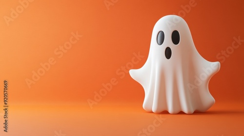 A ghost on the plain orange background