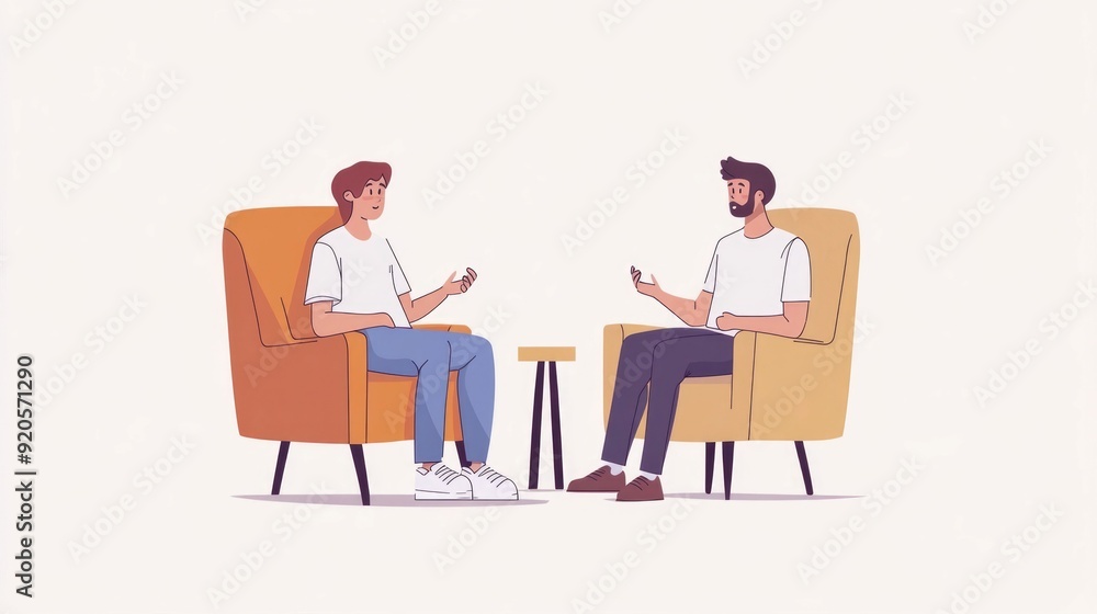 Mental Health Care Therapist Providing Guidance and Support to Patient Through Emotional Wellness Flat Design Concept Mental Health Care Therapist Providing Guidance and Support to Patient Through Emotional Wellness Flat Design Concept