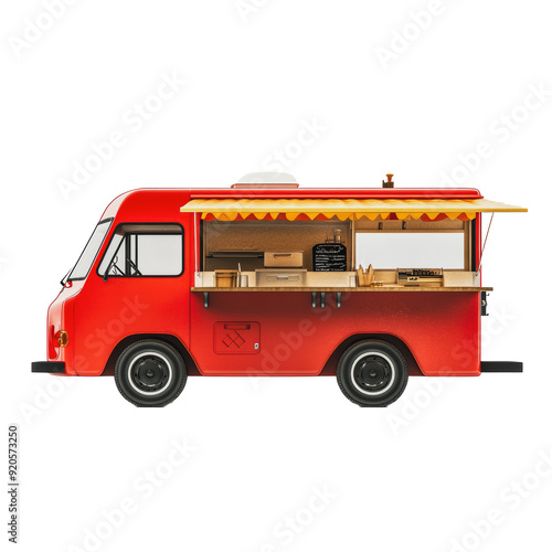 PNG Red food truck on city street daytime